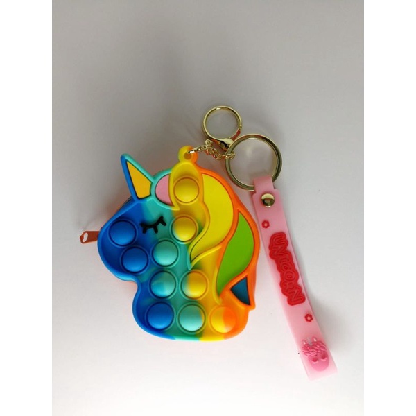 dompet koin POP IT mini gantungan POP IT gantungan tas POP IT unicorn mainan anak POP IT