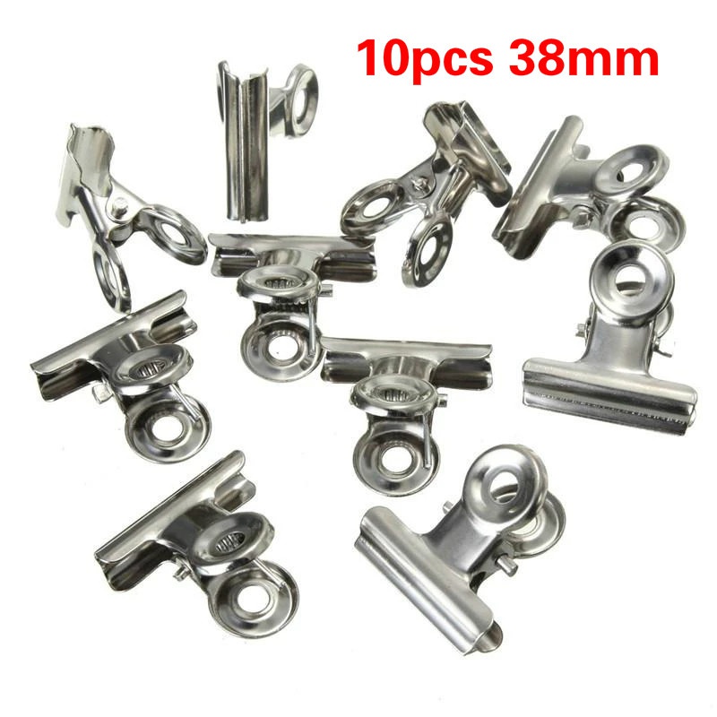 10pcs 38mm Round Stainless Steel Clips Paper Documents Organizer Binder Clip School Office Accessories