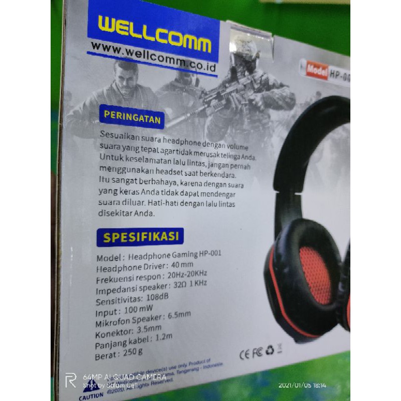 Headset Gaming WELLCOMM Buat Segala Type Hp,Pc Original