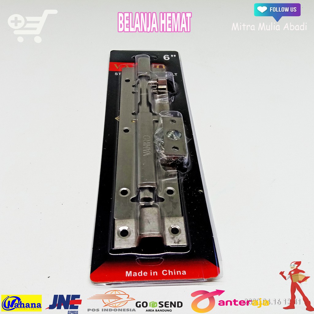 Grendel Slot Pintu Jendela 6 Inch l 15cm l Selot Stainless + Skrup