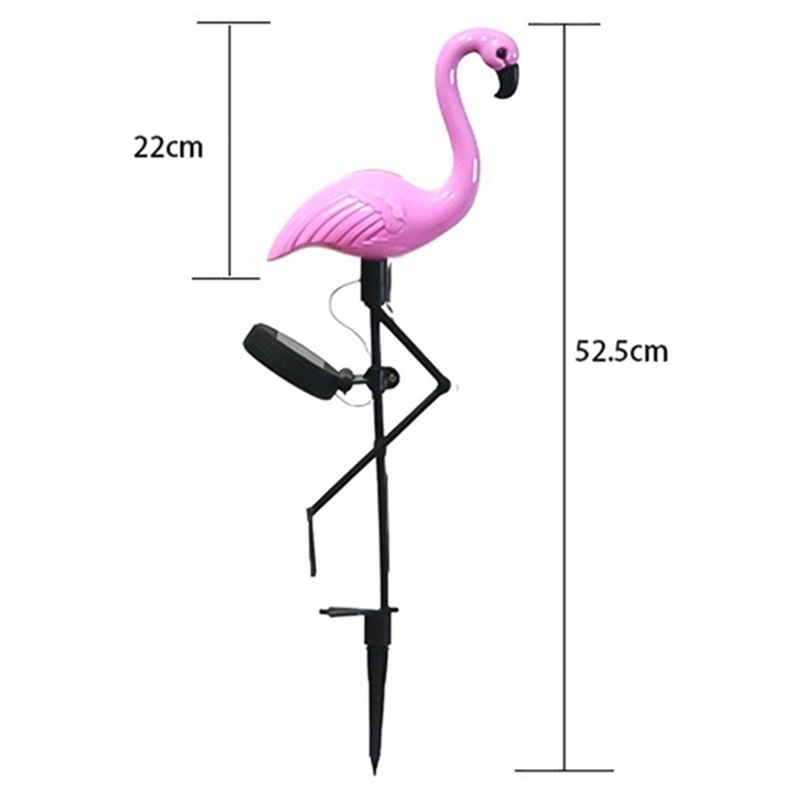 (LUCKID) Lampu Taman Led Tenaga Surya 3-Led Bentuk Flamingo