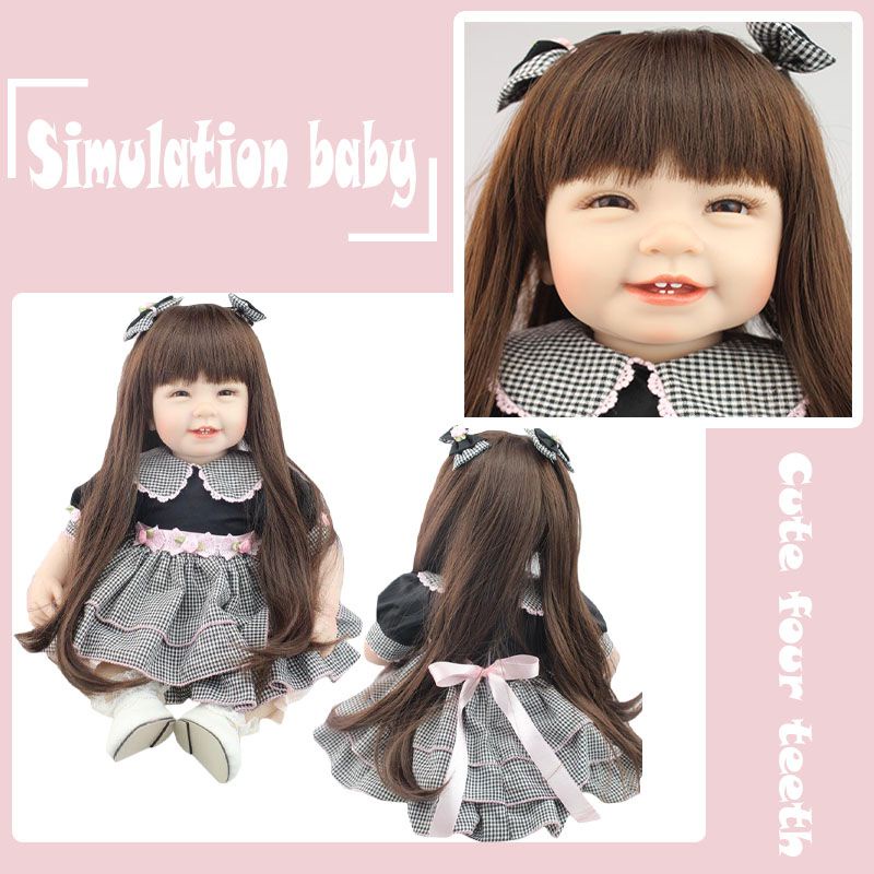 Long Hair Girl Realistic Reborn Doll Babies Silicone Lifelike Baby Dolls