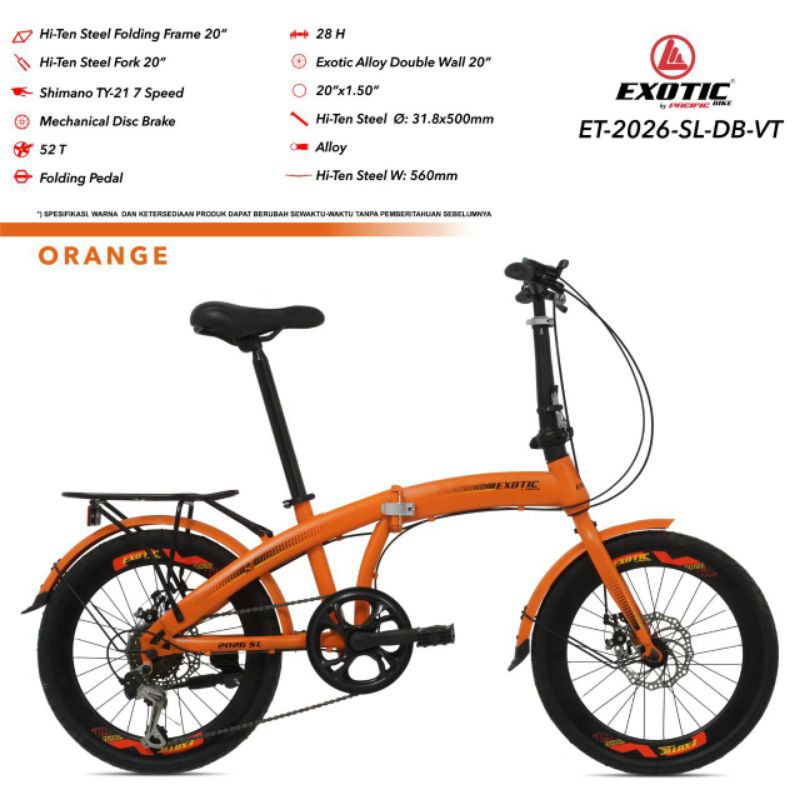 Sepeda Sepedah Folding Bike Lipat Lipet 20 Inch Exotic Olahraga Anak Dewasa Murah