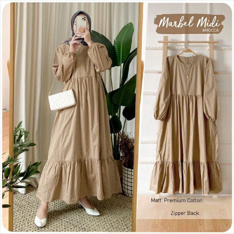 JF Marbel Midi Dress / Midi Dress Jumbo Terlaris Model Terbaru