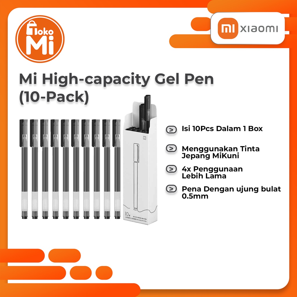 

Pulpen Tulis Xiaomi Super Durable Gel Color Isi 10pcs Pena Gel - Hitam