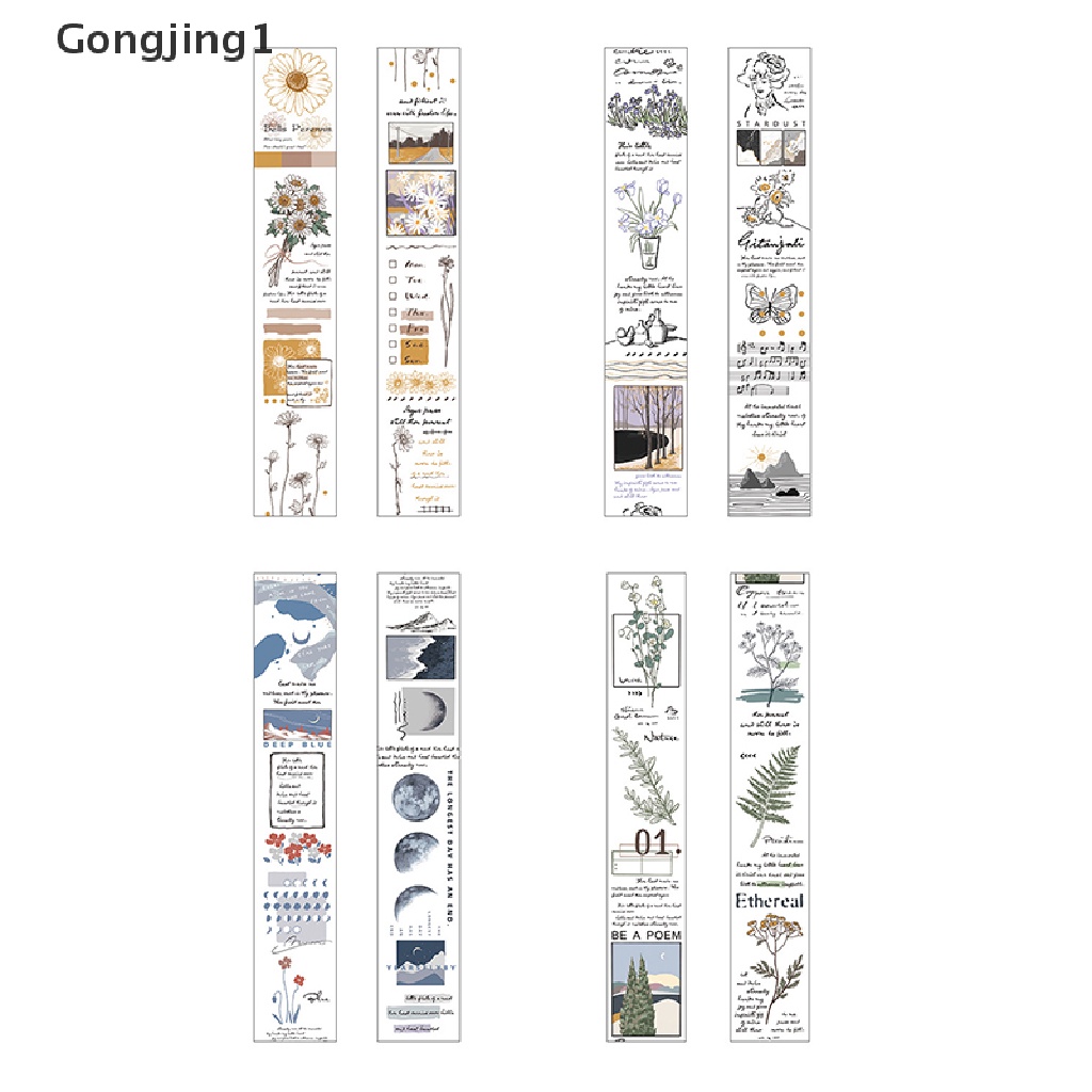 Gongjing1 Stiker Washi Tape Motif Bunga Vintage Untuk Dekorasi Jurnalplannerscrapbook