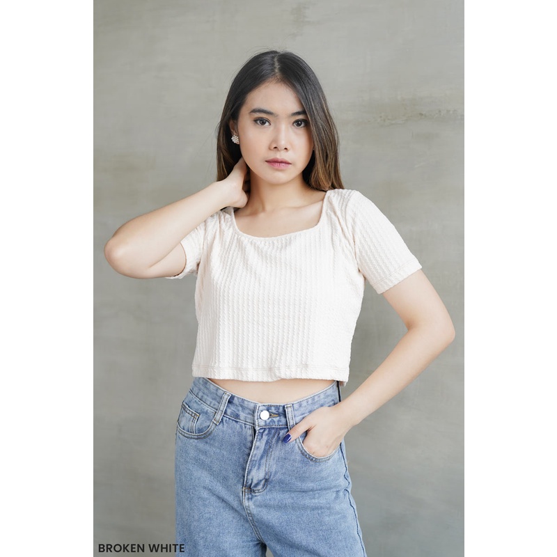 Lily square knit top - blouse atasan wanita