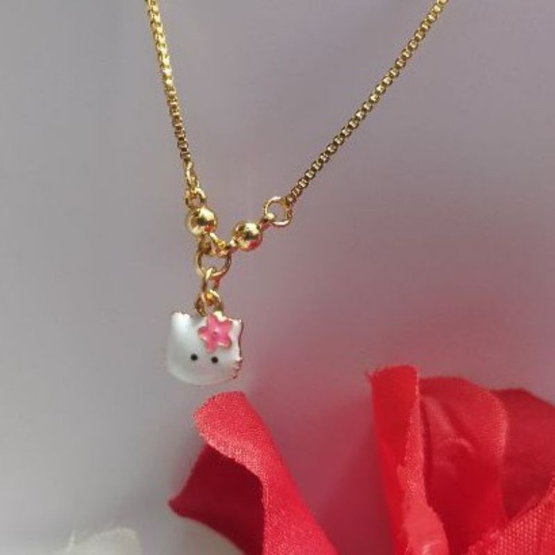 Perhiasan Kalung Emas Model Permata Hello Kitty ( Import Anti Karat Xuping Untuk Anak )