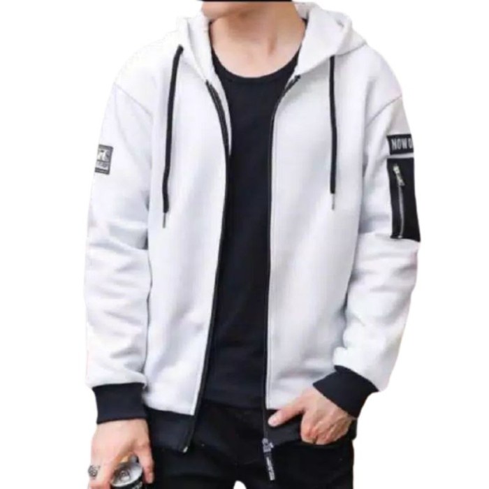Jaket Wanita Jaket Pria Jaket Wanita Hoodie ZIpper Jaket Now Or Sweater Hoodie Pria - Putih, L(B3Q9)