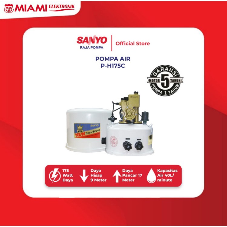 SANYO P-H175C / PH175C Mesin Pompa Air Sanyo Otomatis - Shallow Well Pump