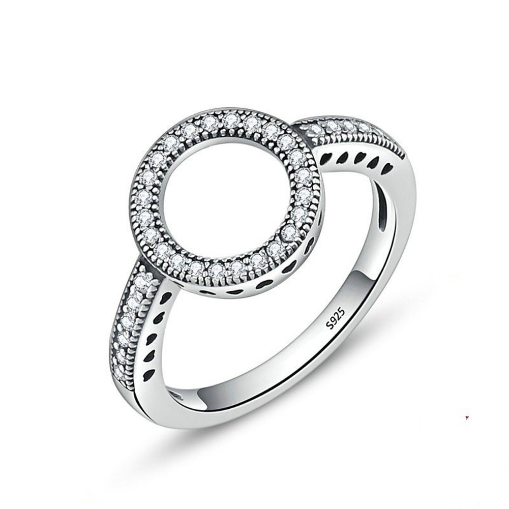 Fashion Silver Round Crystal Clear Jewelry Rings