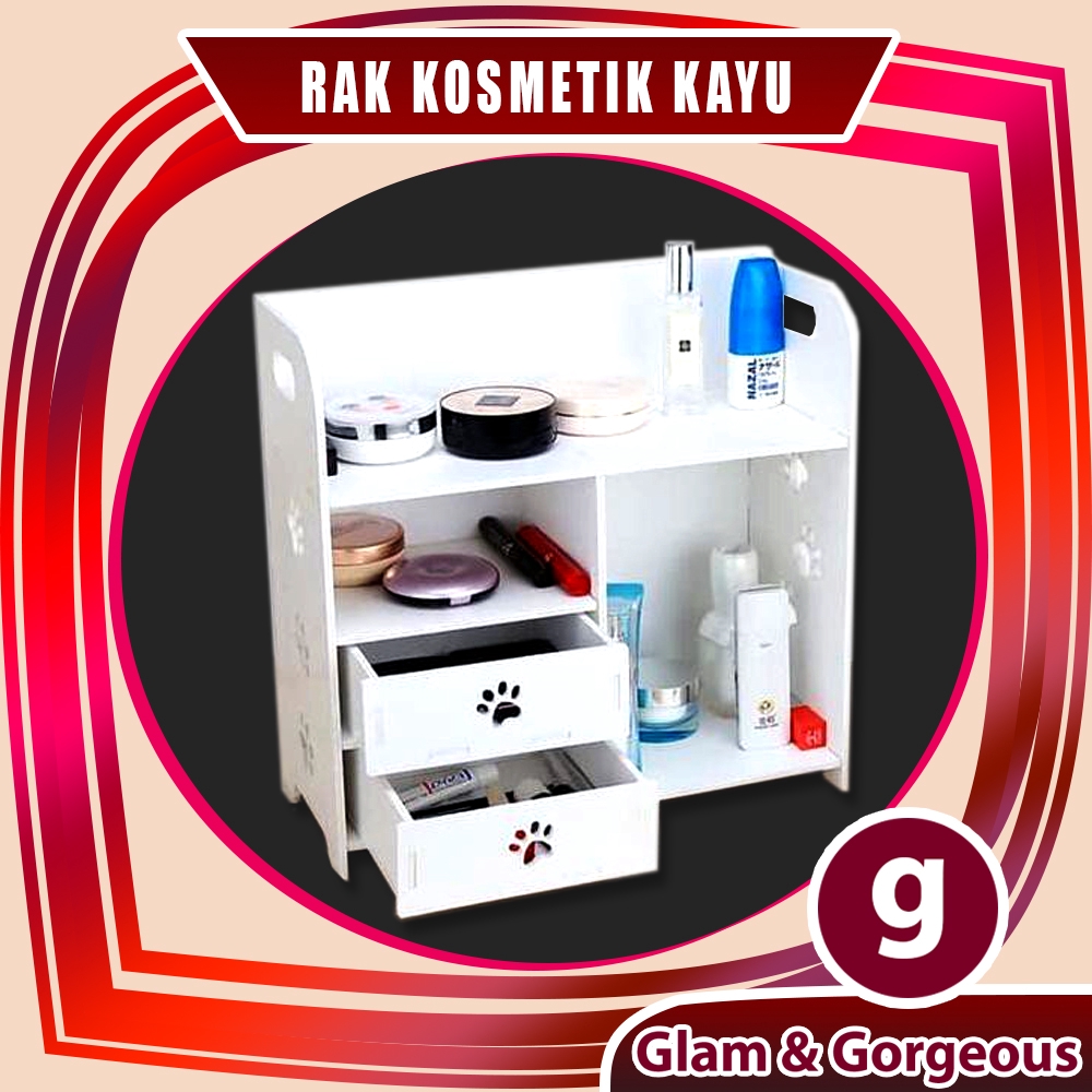 Rak Kosmetik Kayu Kotak WPC Tempat Makeup DS018 Tahan Air Original