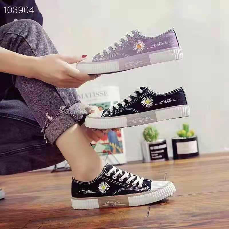 Sepatu Wanita Sneakers Tali Kanvas Model Retro Korea  MH-01-1