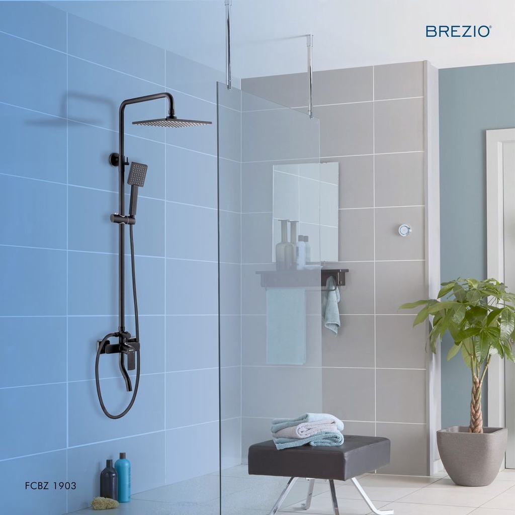 BREZIO FCBZ 1903 KERAN PANAS DINGIN SHOWER TIANG COLUMN KOTAK BLACK