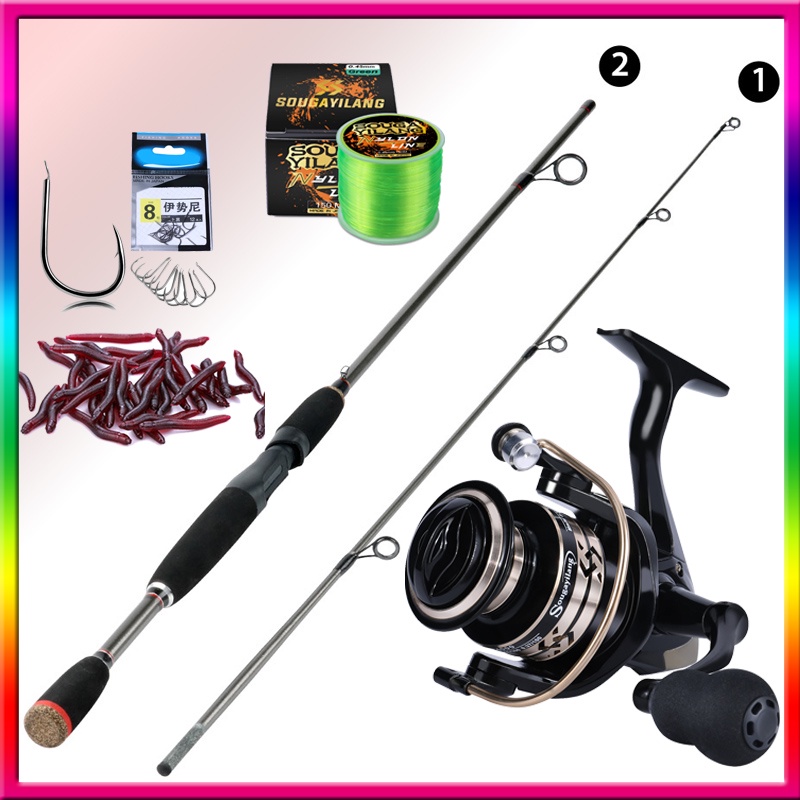 Sougayilang 1.8M / 6FT Pancing dan Gulungan Set Pancing Portabel Pancing dan Aluminium Metal Fishing Reel 1000-5000 Series dengan Line dan Gift Fishing Reel Set