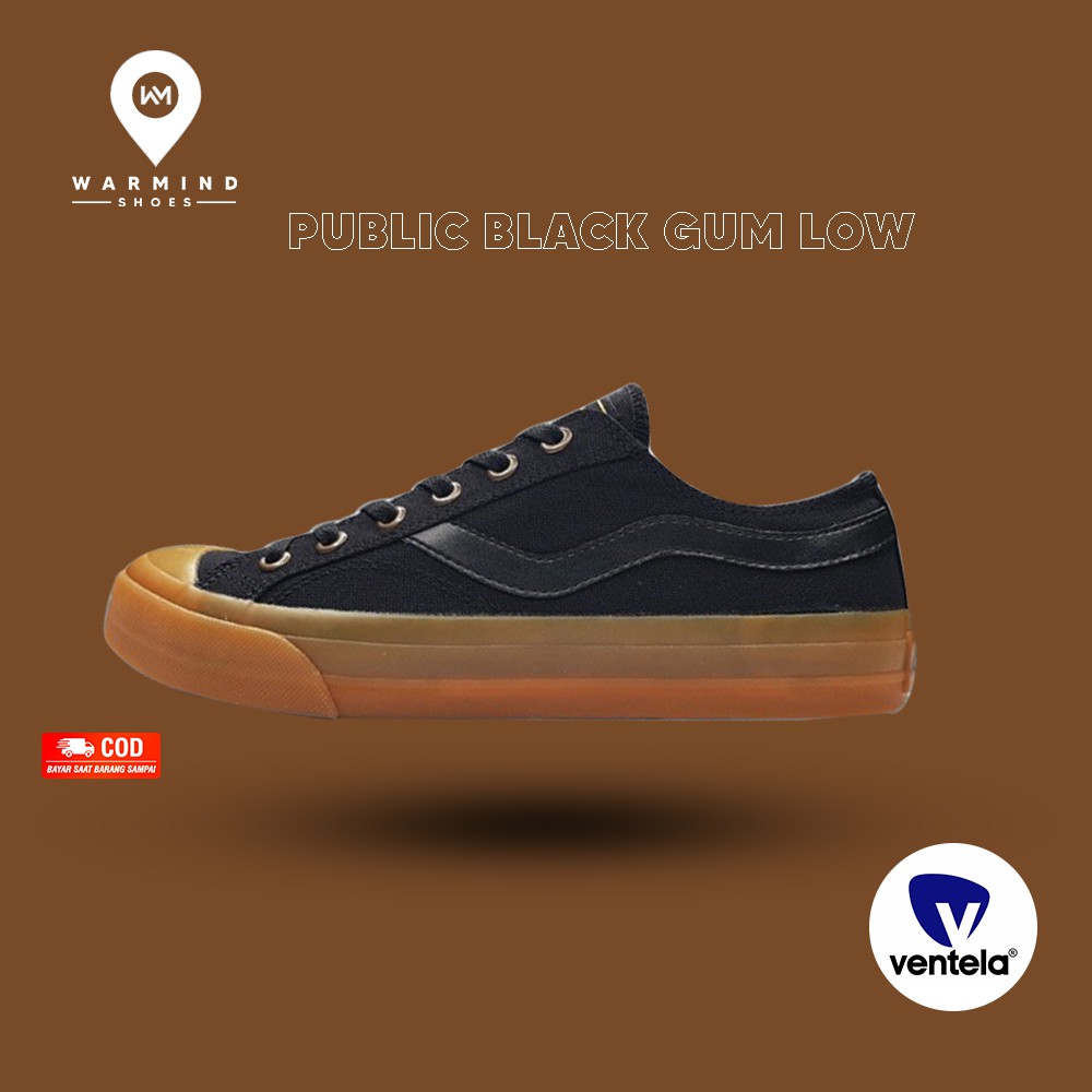 SEPATU SNEAKERS PUBLIC GUM BLACK HIGH SHOES UNISEX BY VENTELA