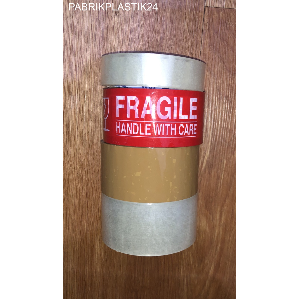 GROSIR lakban bening/coklat/fragile