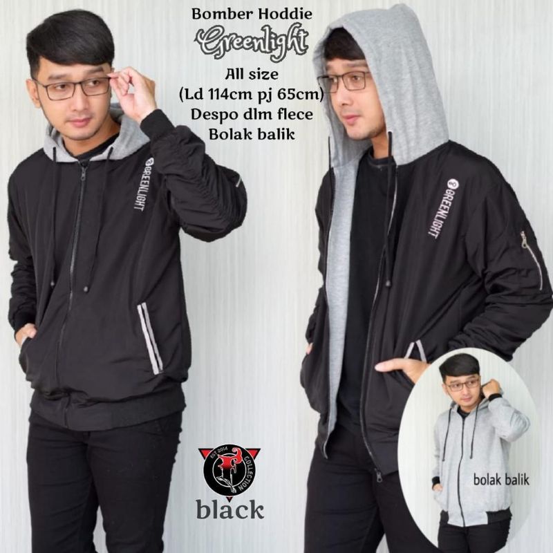 JAKET PRIA BOMBER HODDIE GREENLIGHT THRESECOND
