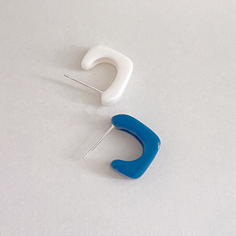 Anting Tusuk Bentuk Persegi Geometris Warna Permen Gaya Korea Untuk Wanita