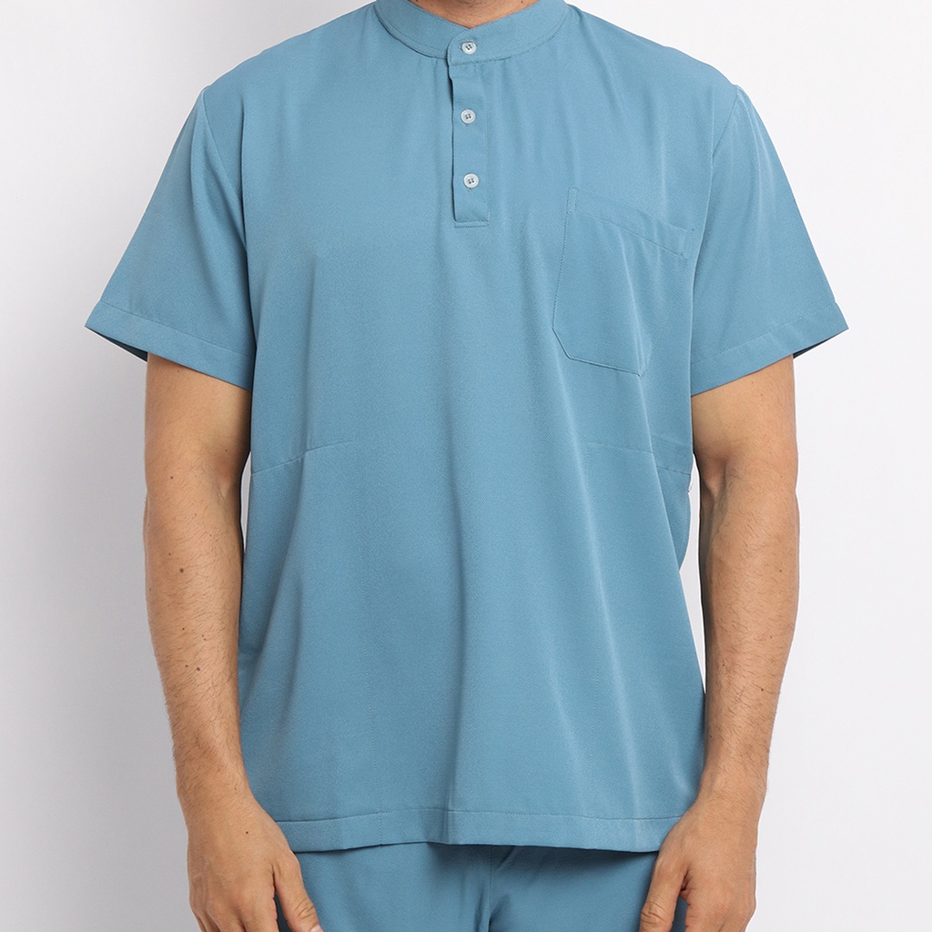 Baju Jaga MSS - SKY BLUE Scrubs on Call Stretchy Lengan Pendek