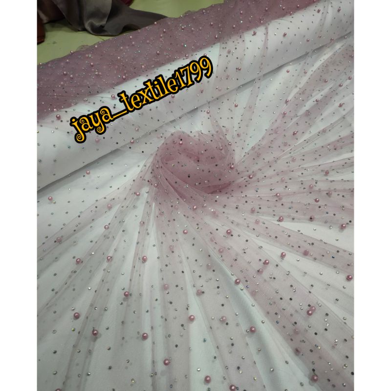 Kain Bahan Tile Swarovski mutiara/ Brokat Mutiara payet