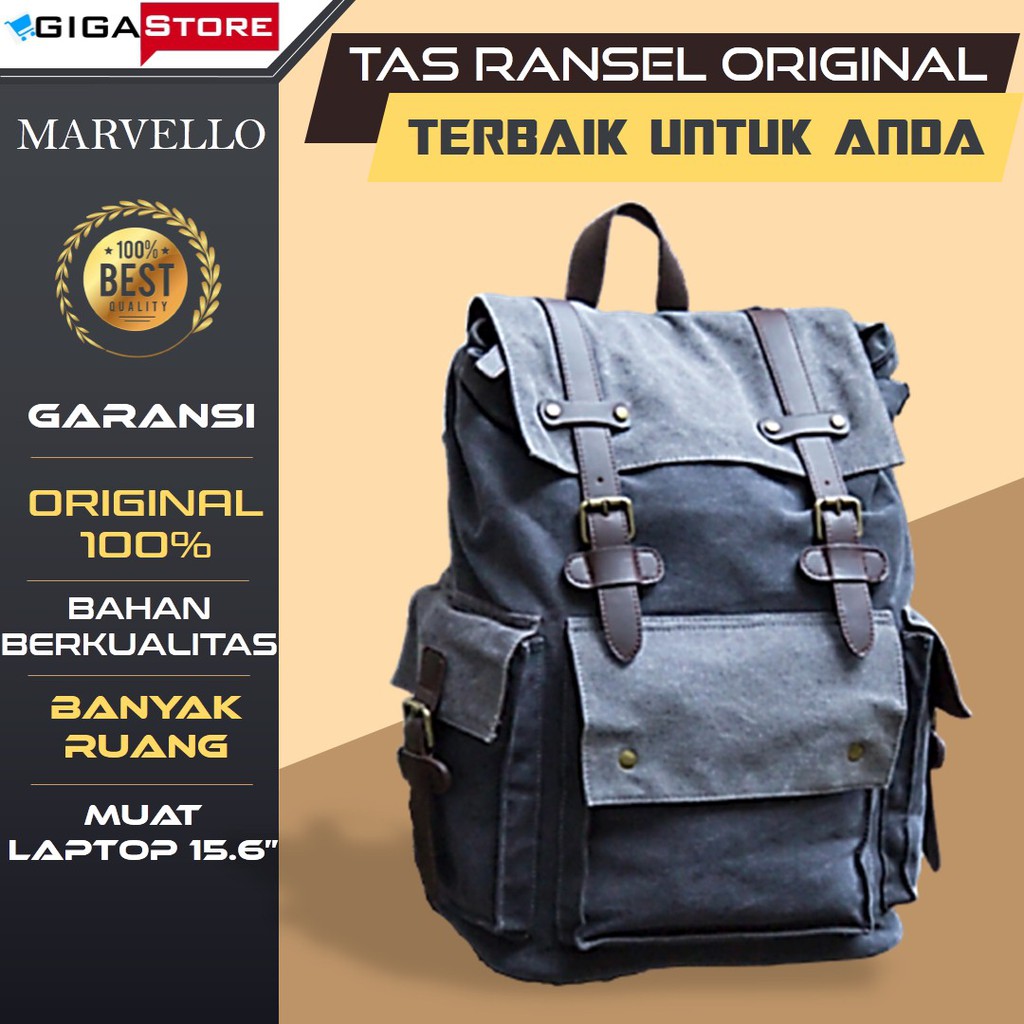 Tas Punggung Gendong Backpack Ransel MVL Kulit Pria Asli Original Cowo Cowok Laki Laki Import Murah