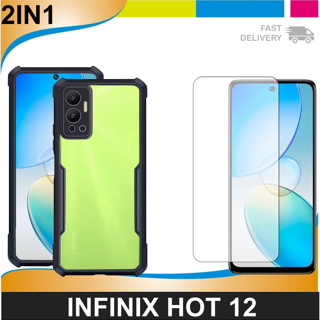 Promo Paket 2 in 1 Case Infinix Hot 12 / Hot 12i (2022) Softcase Shockproof Fusion Xundd Free Anti Gores Layar Premium Quality