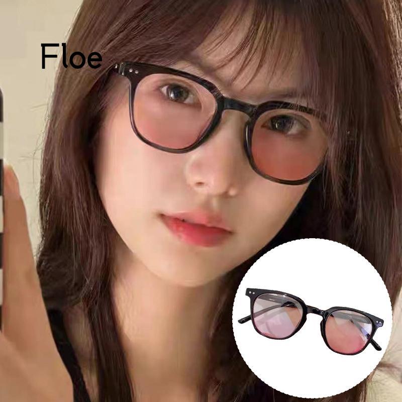 Fl Kacamata Wanita Warna Gradasi Pink Frame Hitam Untuk Wajah Bulat