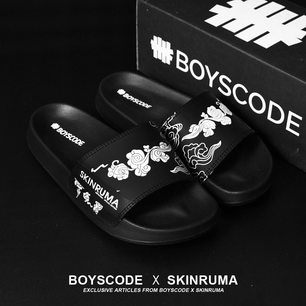 Sendal Selop Pria Wanita Distro Boyscode X Skinruma Japanesse Clouds / Sendal Slip On Pria / Sendal Slide Pria / Sendal Slop Pria