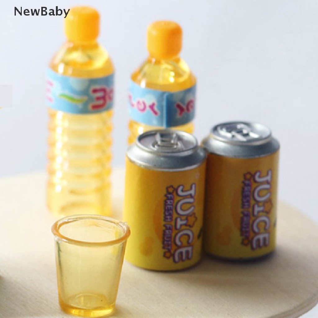 Newbaby 6Pcs / Set Mainan Miniatur Minuman Jus Skala 1: 12 Untuk Aksesoris Dapur Rumah Boneka