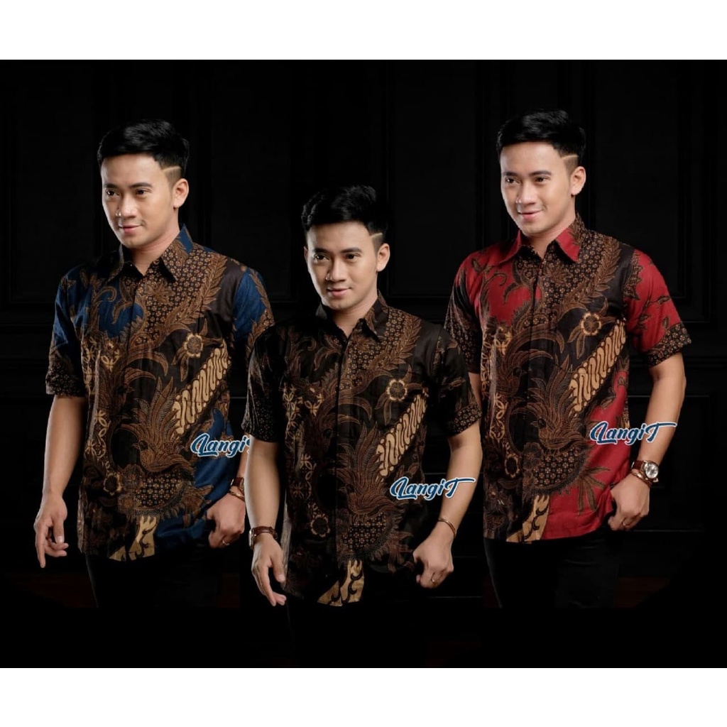 TERBARU Kemeja Batik Pria Lengan Pendek Hitam Hem Baju Batik Pria Lengan Pendek UKURAN M L XL XXL