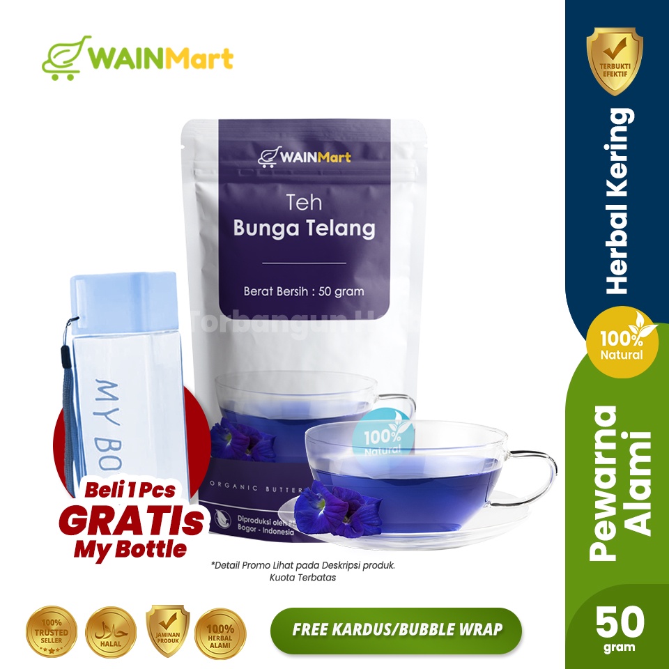 Bunga Telang TUMPUK PREMIUM 50gram Bunga Telang Tumpuk Pewarna Alami Herbal Organik dan Sehat