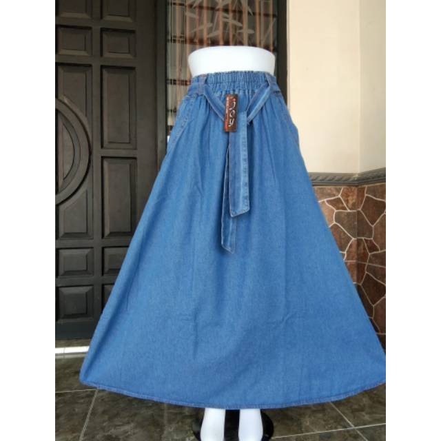 Rok Jeans Original | Rok Tali Jumbo | Rok Panjang | Rok Jeans Tali