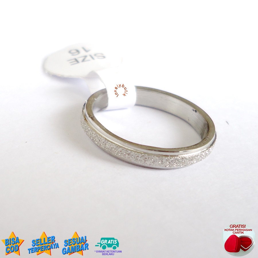 Lovelybutik - Cincin Pasir Titanium Wanita Pria Anti karat Asli P3oni Cincin Model Terbaru Model  Pasir Tipis Bonus Tempat Perhiasan