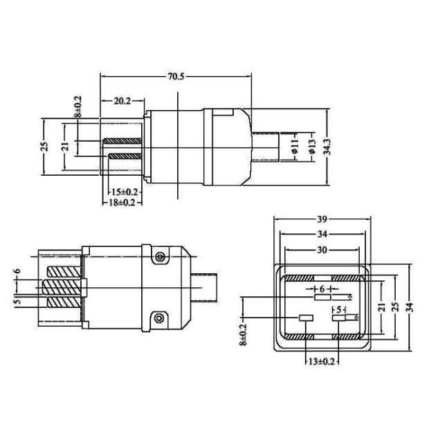 CONNECTOR C20 MALE 3 PIN