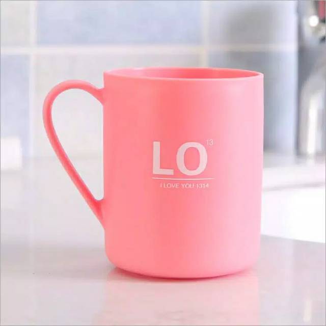 Gelas Love Gelas Cantik Love Gelas Couple Black Pink Mug Plastik Pasangan Hadiah Gelas GELO