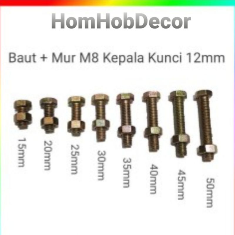 Jual Mur Baut Besi Kuning M8 PerPcs | Shopee Indonesia