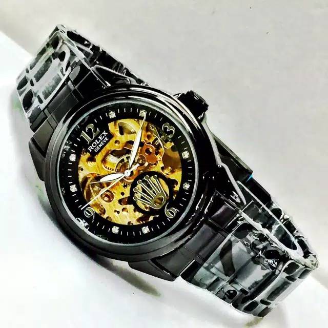 Jam Tangan Pria Rolex Classic Chain Skeleton  S778 FullBlack