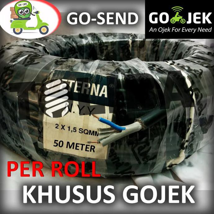 Segera beli kabel hitam listrik eterna nyy 2x1.5 kawat roll 50meter 50m SNI gojek Best