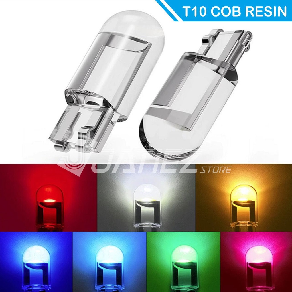 Lampu Led T10 Full Kaca Resin 6000K W5W - Lampu Senja Plat Super Bright