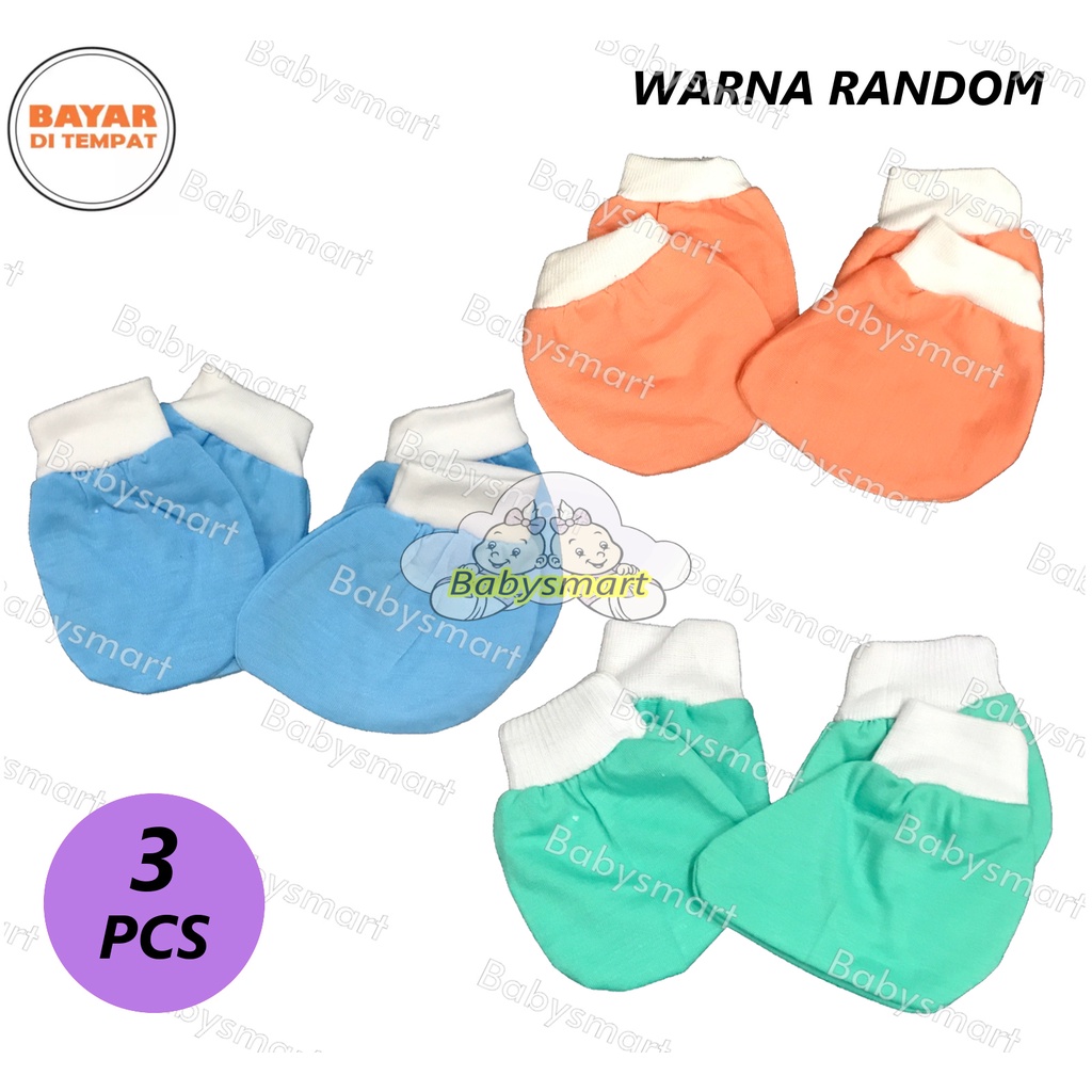 Babysmart - 3 Set Sarung Tangan dan Kaki Bayi STK New Born (NB) Bahan Katun