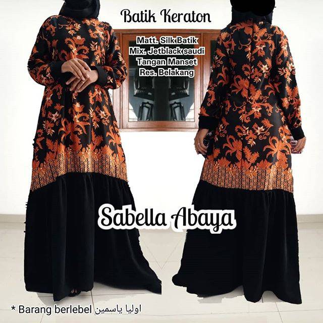 Abaya gamis hitam arab batik keraton elegant kekiian terlariz