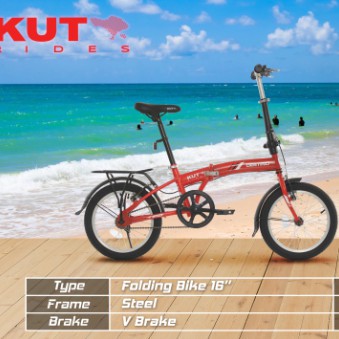 Sepeda Lipat GP 67 16 INCH FAMILY DESTINO KUTA Frame Steel Rem V-Brake Garansi Kredit COD SNI-Red White