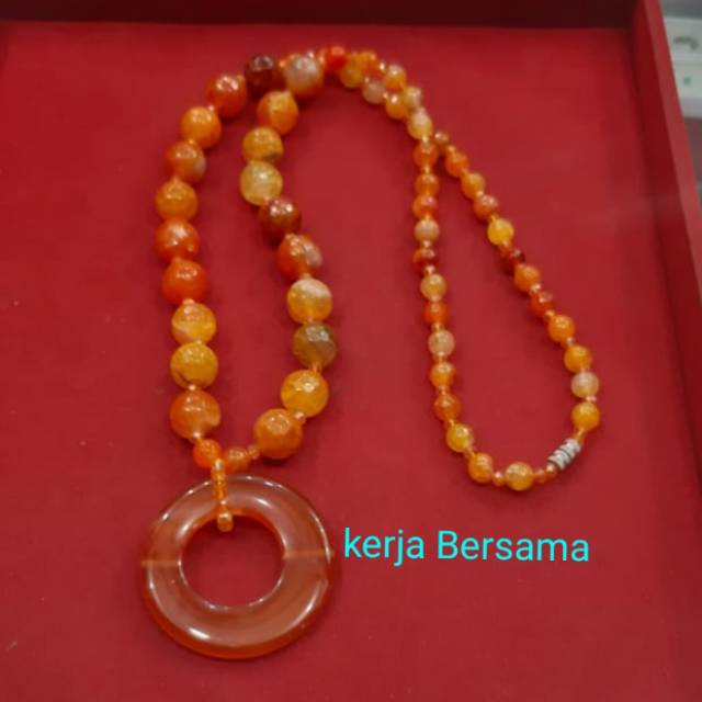 kalung batu akik cutting dengan liontin