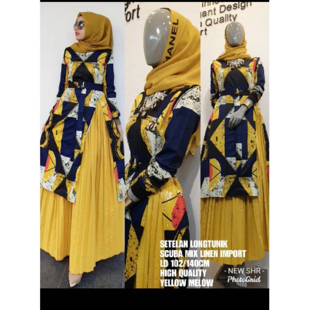 Stelan long tunik +rok ORI SHR