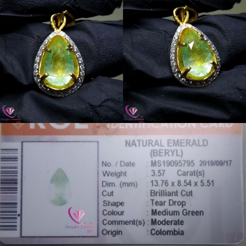 Batu Emerald Beryl Colombia + Memo