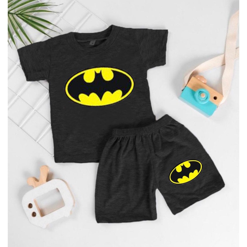 setelan baju baju bubu bayi anak motif logo batman size 6 bulan-5 tahun bahan katun premium best quality best seller/ setelan baju baju bubu bayi anak laki laki/ setelan baju baju bubu bayi anak cowo/ setelan baju baju bubu bayi anak cewe