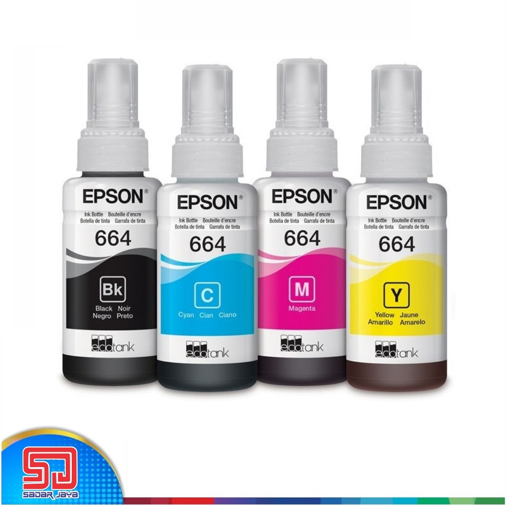 Tinta Printer Epson T664 Original Cyan Magenta Yellow Black