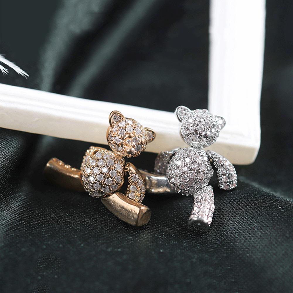 Agustin 3D Kuku Berlian Imitasi DIY Rose Gold Charms Mewah Shiny Kristal Beruang Kuku Perhiasan