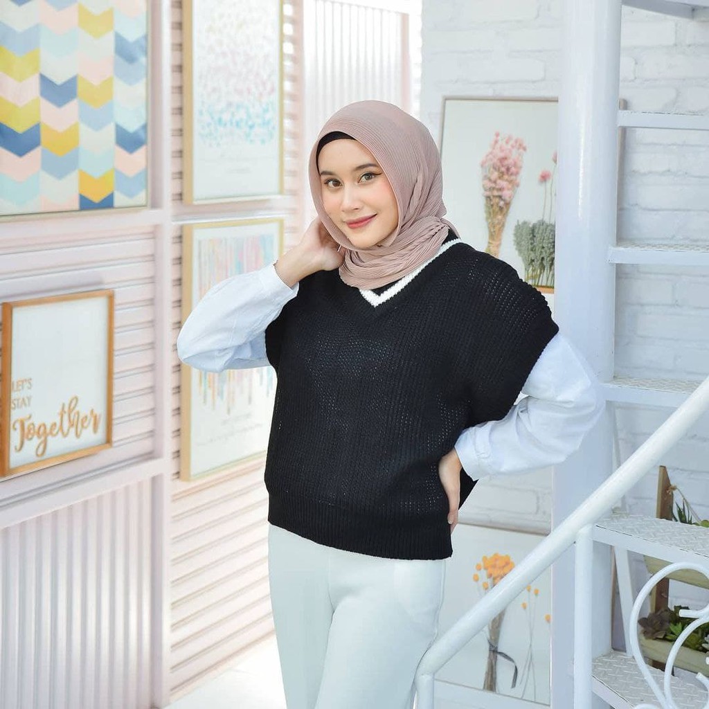 Nara Grosir - Vivi List Vest | Fashion Terkini | Sweater Termurah